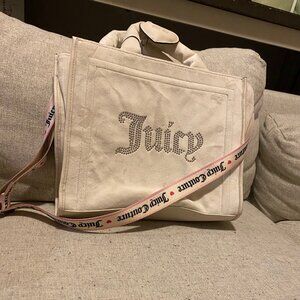 Juicy Couture Velour Angel White Extra Spender Tote Bag Purse NWT